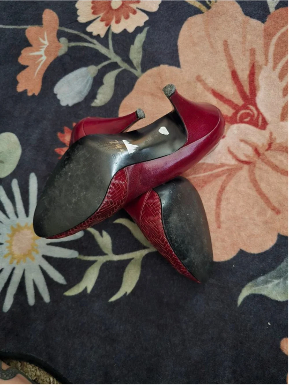 Vintage Caressa Deep Red Woven Peep Toe Heels Size 8 Made in Spain OfficeSiren
